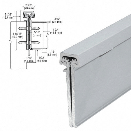 A technical diagram and product view of a satin anodized aluminum heavy-duty concealed leaf hinge for 1-3/4 inch doors.