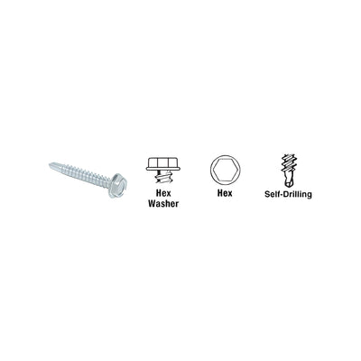 CRL 1/4-20 x 1" Hex Washer Head Self-Drilling Screws