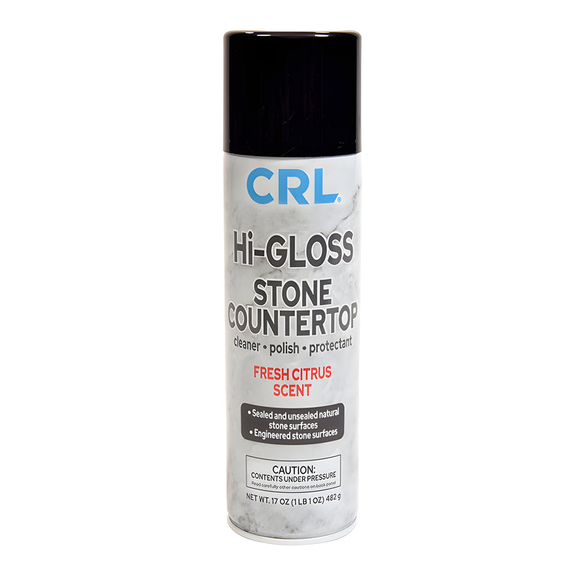 A single 17 oz. aerosol can of CRL Hi-GLOSS Stone Countertop Cleaner with a fresh citrus scent.