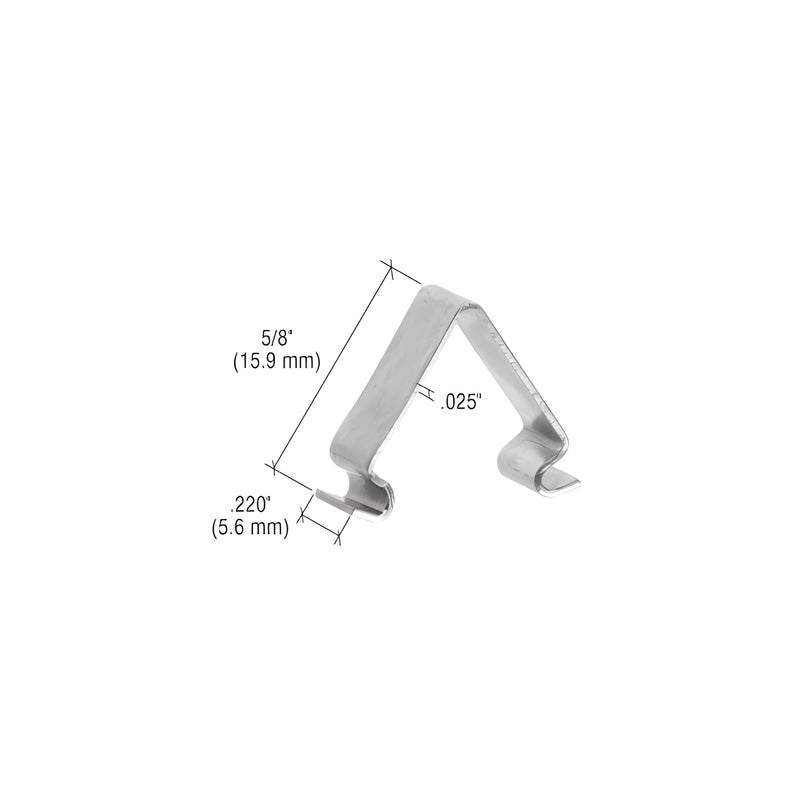 A V-shaped heat-treated spring steel insert corner with dimension labels for height and width.