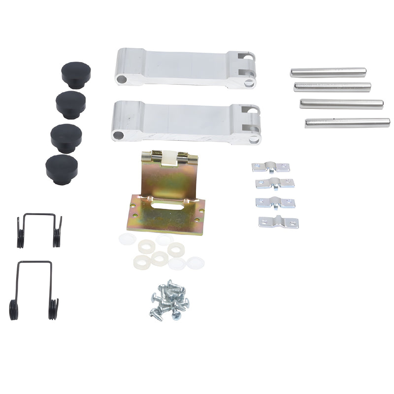 A complete Jackson control bracket package featuring stainless steel brackets, metal pins, springs, screws, and small plastic components.
