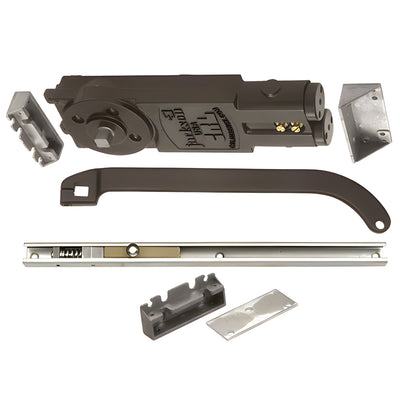 CRL Jackson® Dark Bronze Regular Duty Spring 105º No Hold Open Overhead Concealed Closer with 'U' Offset Slide-Arm Hardware Package Dark Bronze