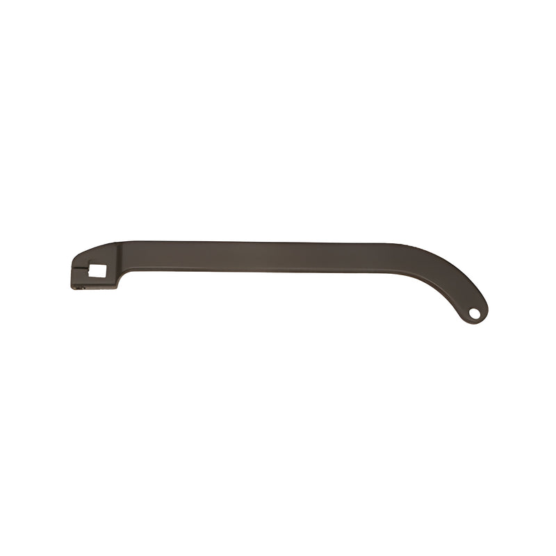 A dark bronze steel offset closer arm for aluminum and hollow metal doors shown against a white background.