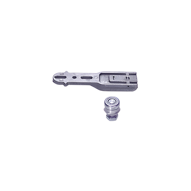 A metal threshold mount bottom pivot set including the mounting plate and pivot pin for a 1-inch deep door rail.