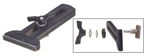 The CRL Left Hand Truck Rack Kleat is shown assembled and as individual components including a phenolic body, rubber grip, and tightening hardware.