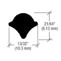 A technical cross-section diagram showing the dimensions of the 13/32" wide black EPDM locking strip.