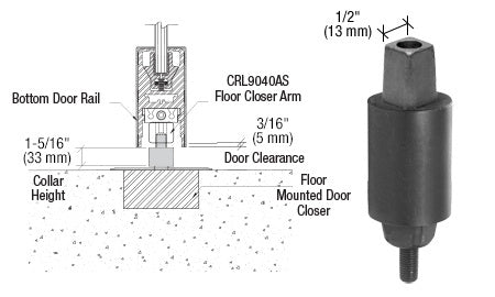 A technical diagram and product view of the CRL Mab type spindle showing its 1-5/16 inch collar height and square tapered design.