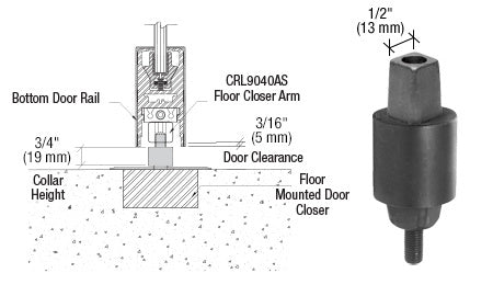 A technical diagram and product photo showing the aluminum Mab type square tapered spindle with a 3/4 inch collar height.