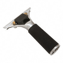 A stainless steel squeegee replacement handle with a black rubber grip and quick release mechanism.