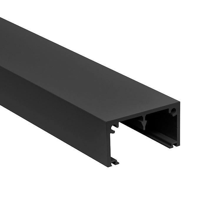 A close-up view of a 96-inch matte black Cielo face cap showing its U-shaped profile design.