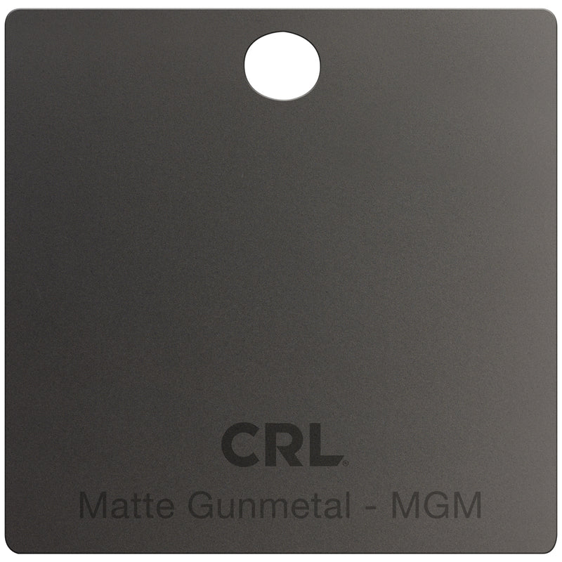 A square brass color chip featuring a matte gun metal finish with a circular hole at the top and CRL branding.