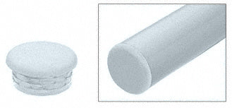 A mill finish end cap for 1-1/2 inch diameter tubing shown individually and installed on a tube end.