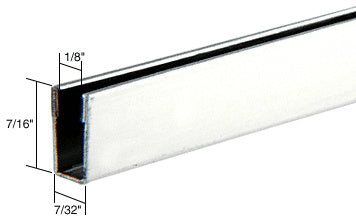 A close-up view of a mill finish aluminum storm window frame showing the 1/8 inch channel opening and 7/32 inch channel width.