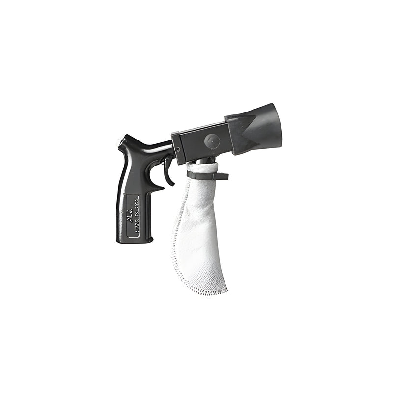 A handheld CRL Mini-Spot glass etcher blaster with a black trigger handle and an attached abrasive collection bag.