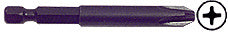 A 3-1/2 inch long No.2 Phillips screw gun bit with a standard hex shank for power drills.