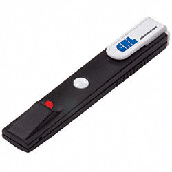 A black, 5-inch long CRL non-contact detector featuring a white clip and a red button.