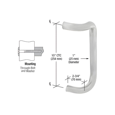 CRL Brushed Stainless 10" Single Offset Door Pull