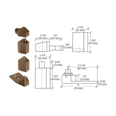 CRL Dark Bronze Offset Reversible Pivot Set with 1/8" Recess