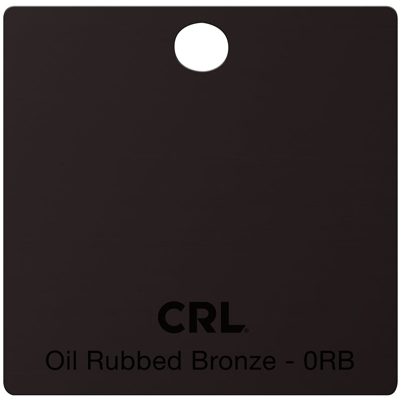 A square brass color chip featuring an Oil Rubbed Bronze finish with the CRL logo and color name printed on the surface.