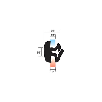 CRL One-Piece Self-Sealing Universal Weatherstrip 1/4" Panel for 1/4" Glass