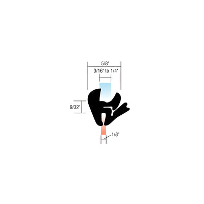 CRL One-Piece Self-Sealing Weatherstrip 1/8" Panel for 3/16" to 1/4" Glass