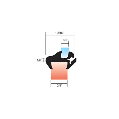 CRL One-Piece Self-Sealing Universal Weatherstrip 3/4" Panel - 1/4" Glass