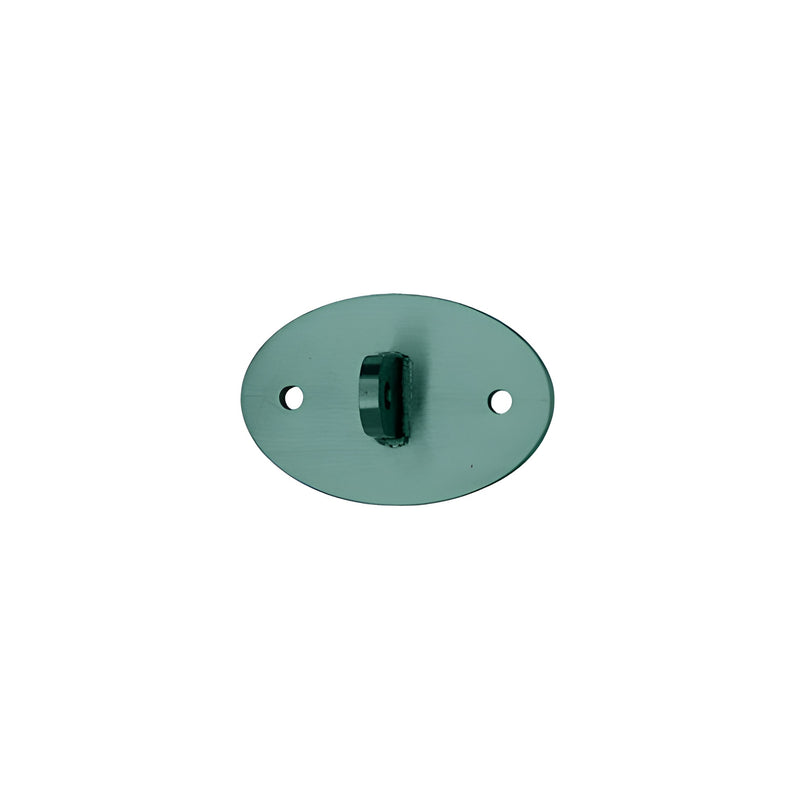A green oval-shaped mounting plate with a central bracket and two side screw holes.