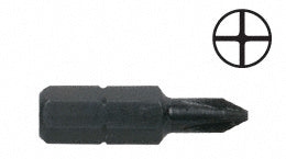 A 1-inch long CRL No. 1 Phillips undercut insert bit with a 1/4-inch hex shank shown against a white background.
