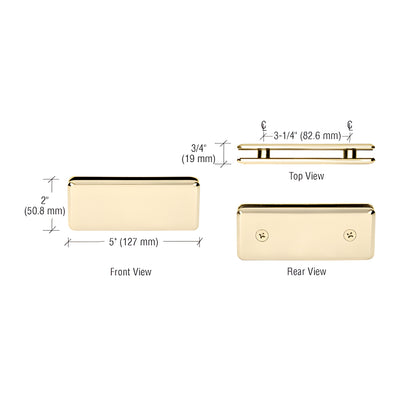 CRL Polished Brass Beveled 180º Glass-to-Glass Clamp