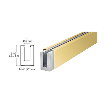 CRL Polished Brass Custom B5L Series Low Profile Square Base Shoe Undrilled for 1/2" to 5/8" Glass