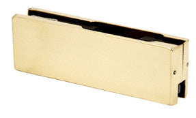 A polished brass top or bottom patch fitting for glass doors shown without an insert.