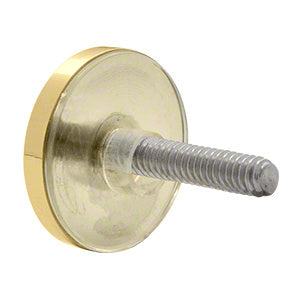 A polished brass washer and threaded stud replacement set shown from a side angle.