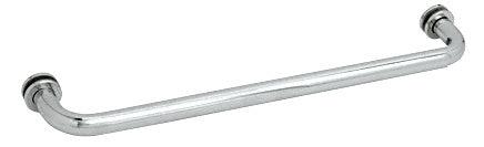 A 24-inch polished chrome tubular single-sided towel bar designed for glass mounting.