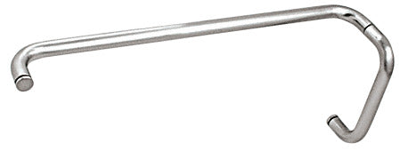 A polished chrome BM series combination pull handle and towel bar designed for glass shower door mounting.