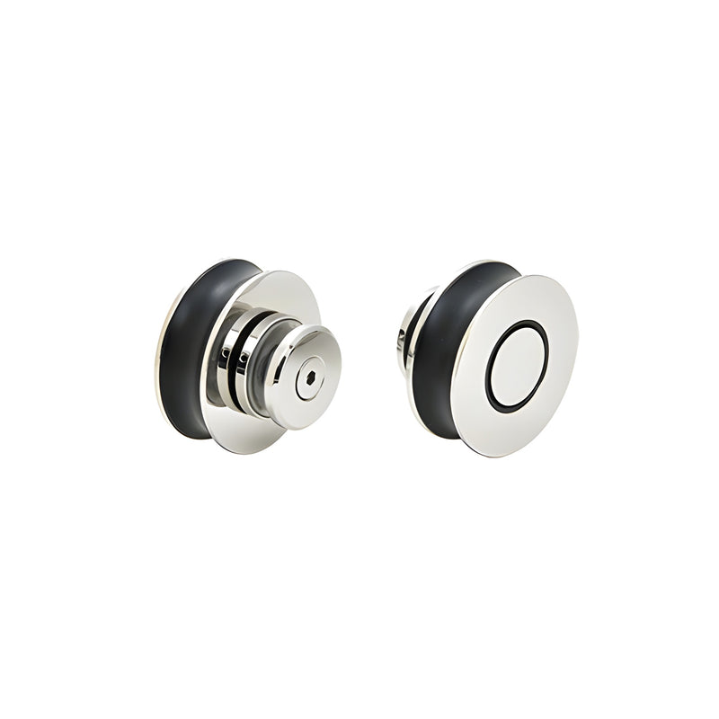 Two polished stainless steel Crescent series replacement rollers with black tires shown against a white background.