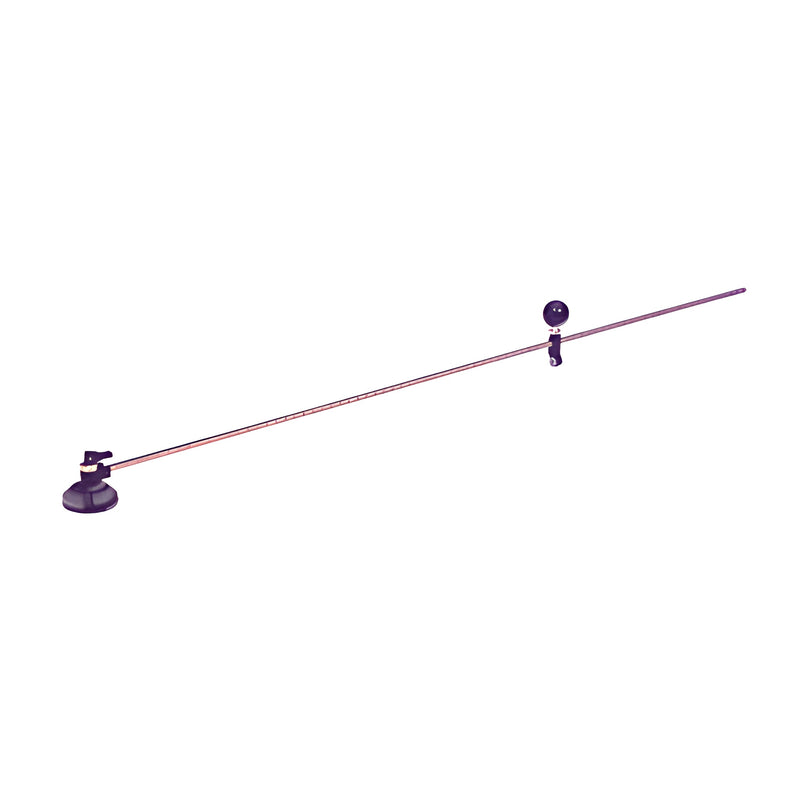 A precision circle cutter tool with a suction cup base, long graduated metal arm, and a cutting head with a handle.