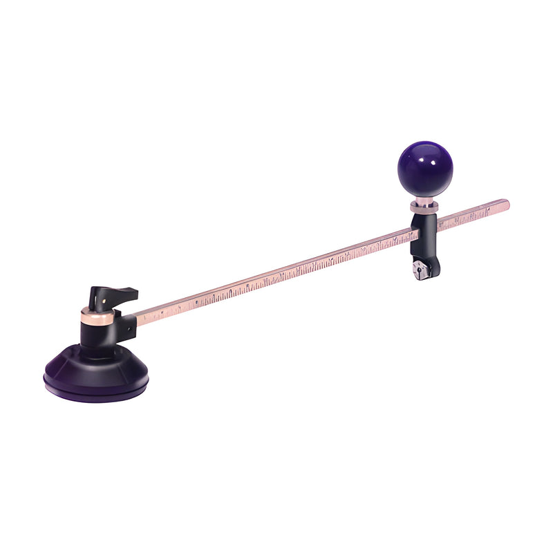 A CRL precision circle cutter with a suction cup base, graduated beam, and a spherical handle for cutting circles up to 24 inches.