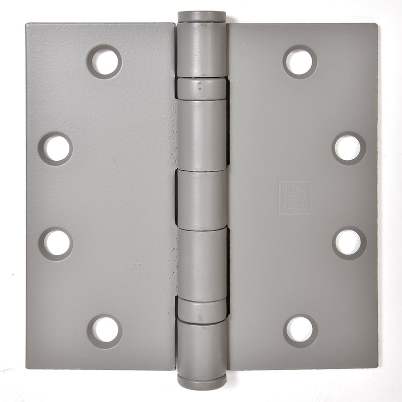 A grey prime coat commercial ball bearing hinge with a removable pin and 4-1/2 inch dimensions.