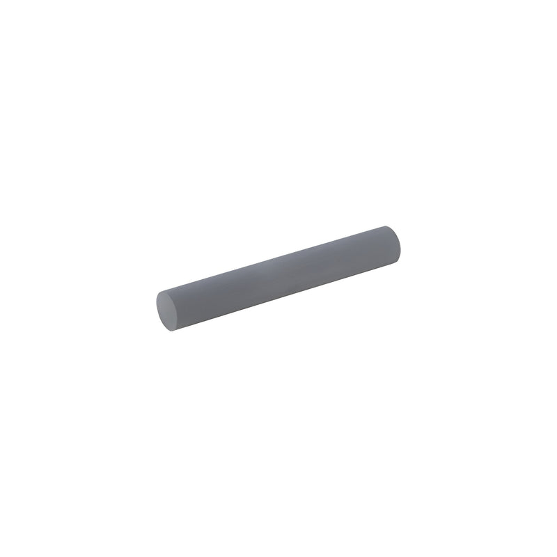 A cylindrical gray abrasive replacement stone measuring 5 inches in length for a hand glass seamer.