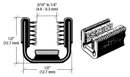 A technical diagram showing the cross-section and profile dimensions of a black rigid channel for truck division bars.