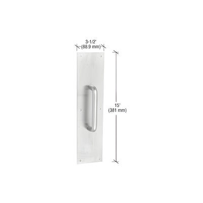 CRL Satin Aluminum 15" Plate with 6" Round Solid Handle Pull