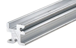 A close-up view of the satin anodized aluminum Sculptured series mounting base extrusion showing its cross-sectional profile.