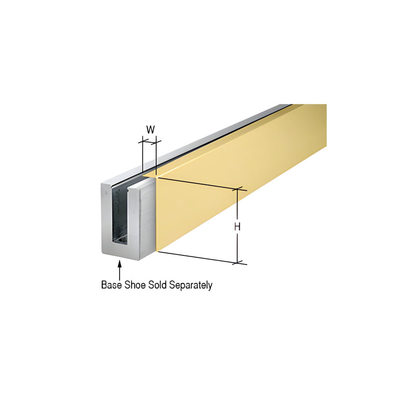 A section of satin brass cladding is shown attached to a B5L series low profile base shoe, which is sold separately.