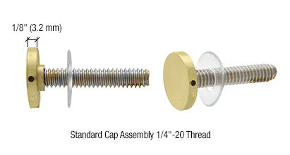 Two satin brass stud replacement assemblies with 3/4 inch diameter caps and clear washers shown against a white background.