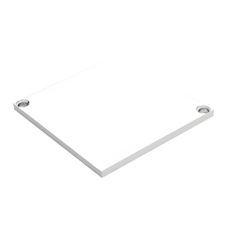 A square, Sky White aluminum post cap featuring two mounting holes on opposite corners.