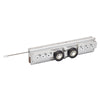 A metal sliding door replacement hanger assembly featuring two black rollers and adjustment screws.
