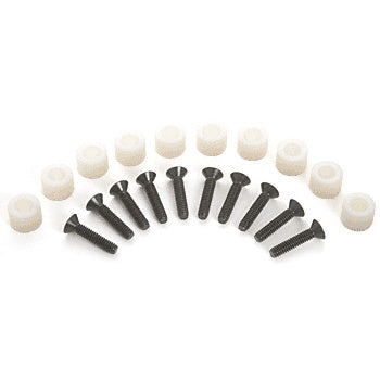 A set of ten mill finish screws and ten white grommets for smoke baffle replacement.