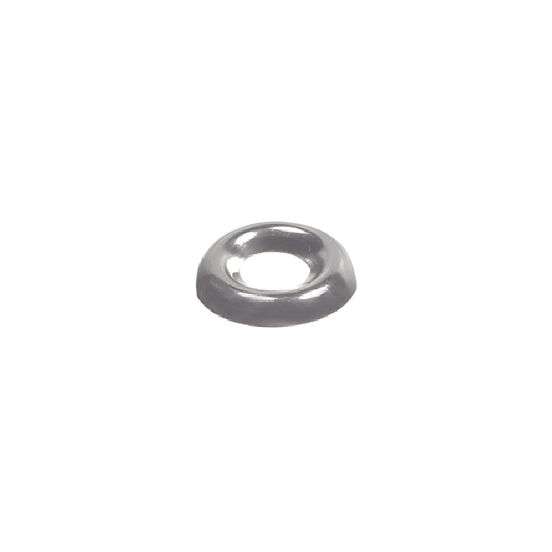 A single metallic standard No. 8 countersunk washer is shown against a white background.