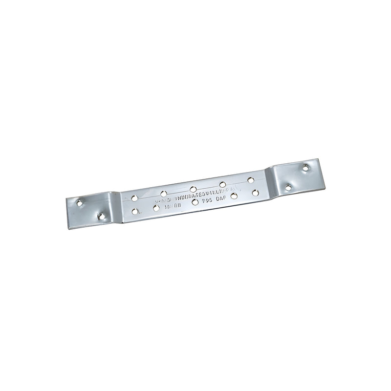 A steel intermediate offset pivot reinforcing backing plate with multiple pre-drilled screw holes.