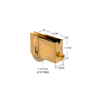 CRL 1-1/4" Steel Ball Bearing Sliding Glass Door Roller with 25/32" Wide Housing for Crown and Penco Doors